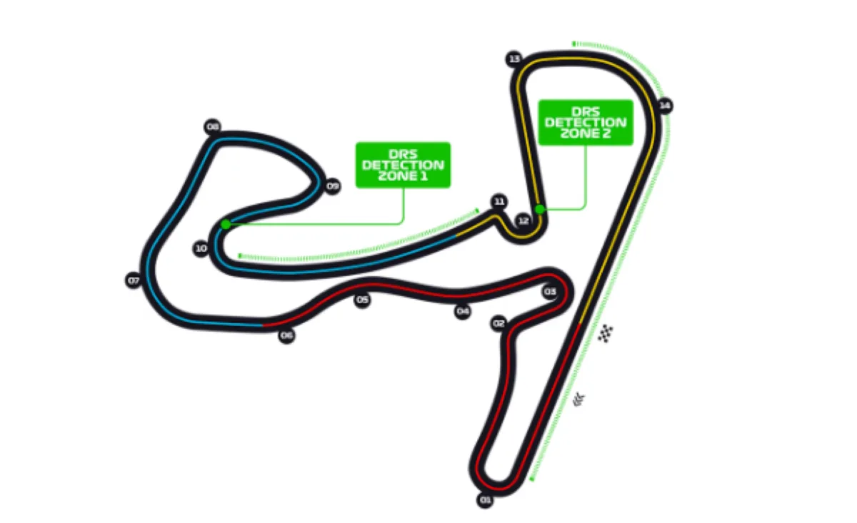 Il layout del circuito di Zandvoort sede del GP d'Olanda